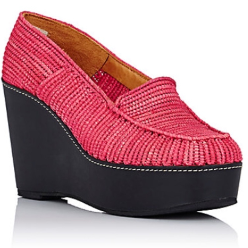Robert Clergerie Carven Hot Pink Woven Platform Shoes 7